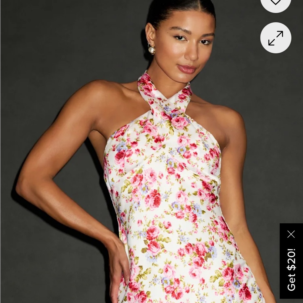 Lulu's Strapless Floral Dress - Pink and Cream